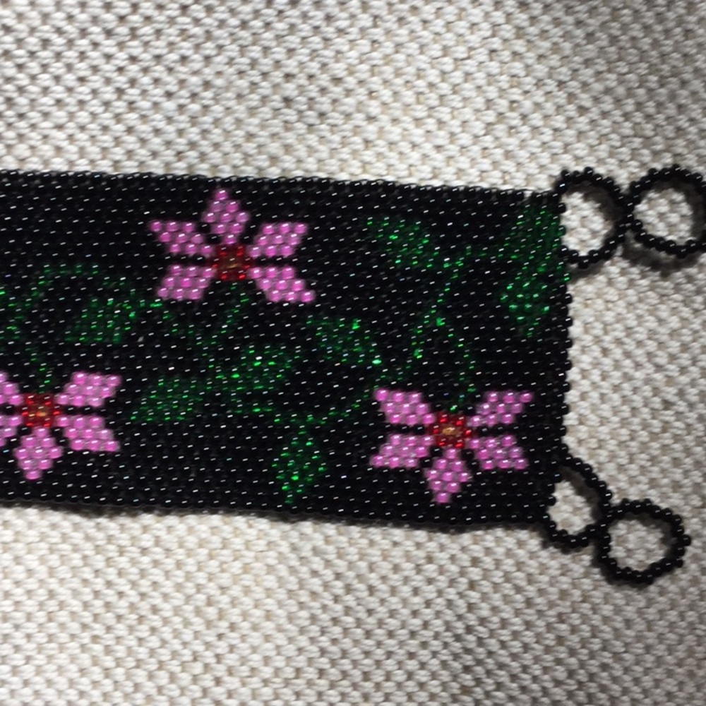 Beaded Floral Cuff Bracelet